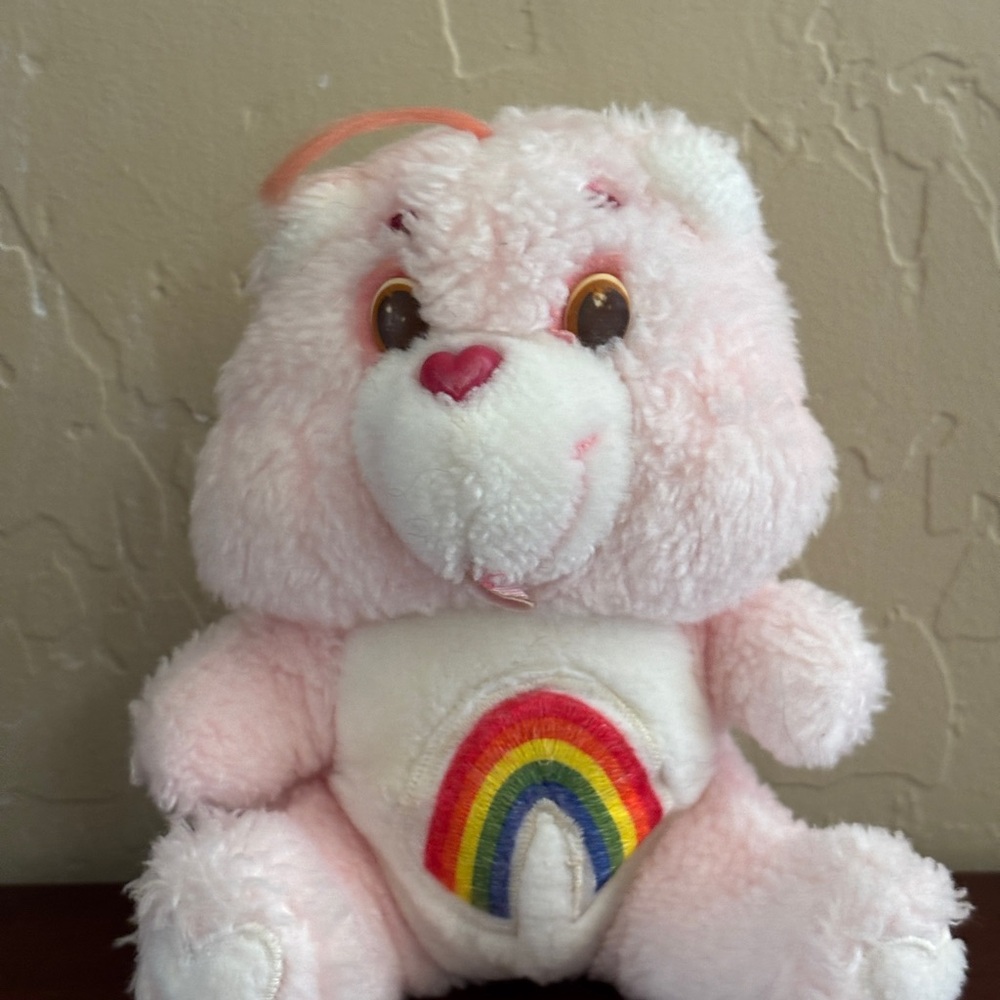Cheer Bear Care Bear Pink W/ Rainbow Plush Toy Stuffed Animal Vintage 1980s Mini - Picture 3 of 9